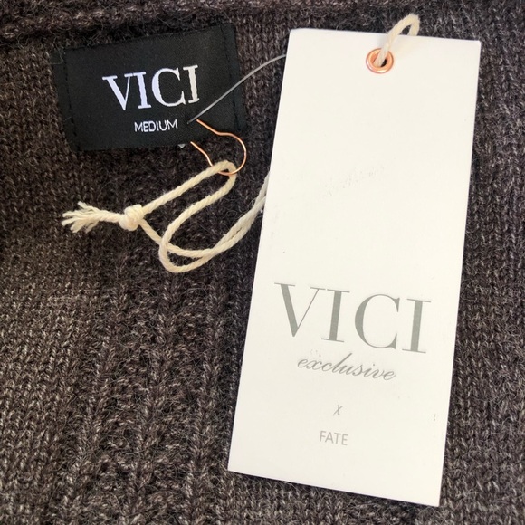 Vici Charcoal Grey Knit Wrap Cardigan Sweater - Picture 4 of 8
